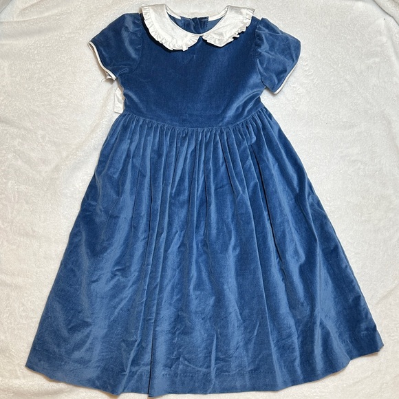 EUCFuntasia Too dusty Blue Velvet Dress with White silk Collar & belt 5 -  www.disolcolor.com